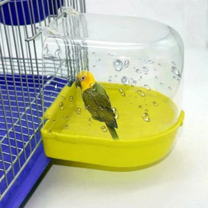 Water Tub For Pet Cage Hanging Bowl Parrot Parakeet Birdbath Birds Cleaning Bath - Picture 1 of 13