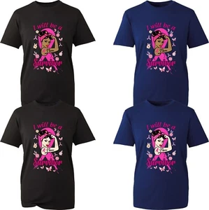 Personalised Breast Cancer Awareness T Shirt Your Name I Will Be A Survivor Top - Picture 1 of 6