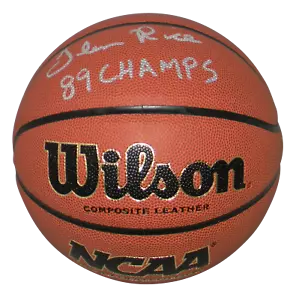 GLEN RICE SIGNIERT MICHIGAN WOLVERINES WILSON NCAA BASKETBALL BECKETT MIT 89 CHAMPIONS - Bild 1 von 1