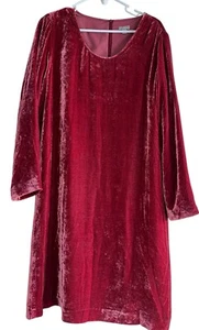 J Jill Womens Rayon Silk Velvet Tunic Dress Sz M Muted Red Pomegranate Shift - Picture 1 of 7