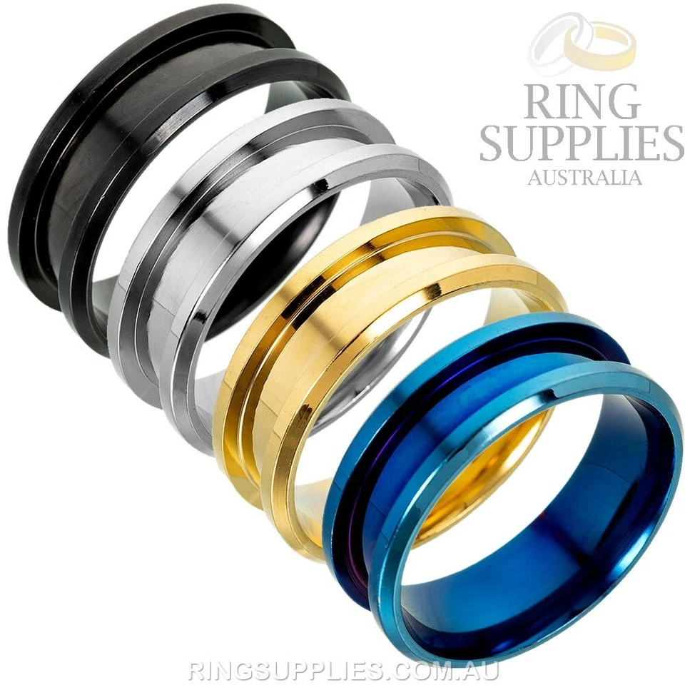 8mm Stainless Steel Ring Blank with 4mm channel for ring inlays - image 1 of 4
