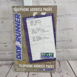 NOS Day Runner Phone Address Pgs 5 1/2" x 8 1/2” 30 sheets 3 & 7Ring P/N 465-230 - Picture 1 of 3