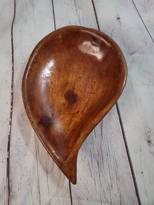 Vintage Tear Drop Shaped Wooden Bowl Hand Carved - Picture 1 of 7