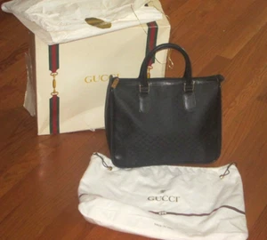 GUCCI Vintage Tote Micro Monogram GG Black Purse Dust Cover Org Box 1987 EUC - Picture 1 of 21