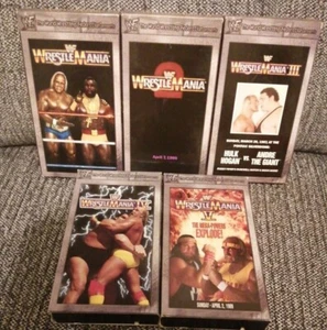 WWF WRESTLE MANIA THE LEGACY 1 2 3 4 5 VINTAGE VHS BUNDLE HOGAN MR T ANDRE QTY 5 - Picture 1 of 18