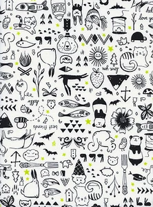 Cotton & Steel Schlaftight auf weiß 34 x 43 cm Baumwolle Melody Miller - Bild 1 von 1