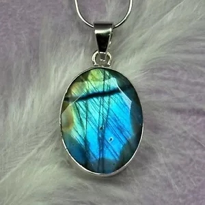 Great flash! 925 Silver Labradorite crystal pendant 6.9g SN55103 - Picture 1 of 4