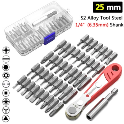 29X 44X Mini 25mm Screwdriver Bits Mixed Set TORX PH PZ Hex Tri 1/4" Hex Shank - Image 1 of 4