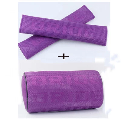 Bride Purple Fabric Headrest Pillow+Purple Seat Belt Cover Seat Material - Image 1 of 4