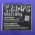The Cramps Specimen 1984 Hammersmith Gig Dates Music Press Advert