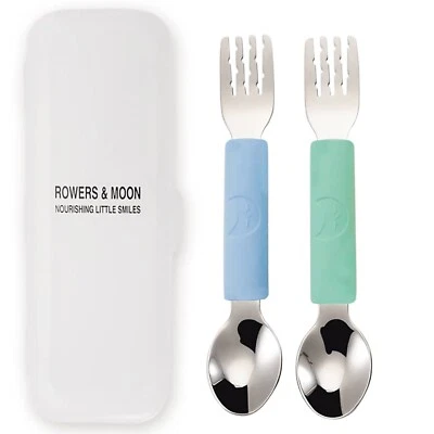 Juego de tenedores y cucharas de acero inoxidable para niños pequeños y bebés Foto 1 de 4