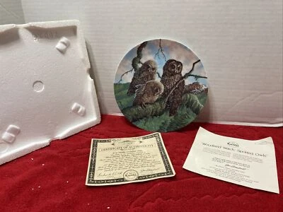 Woodland Watch Spotted Owl Collector Plate Knowles With COA W107 - Photo 1/4