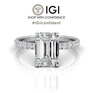 Last One.. IGI 9.04Ct G/VS Lab Grown Emerald & Side Diamond Engagement Ring - Picture 1 of 12