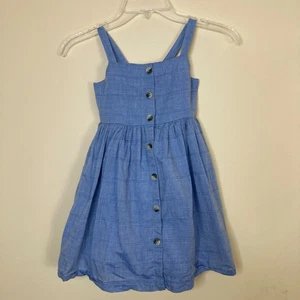 Cat & Jack Girls Blue Plaid Sleeveless Button Front Dress XS 4/5 Summer Boho - Picture 1 of 9