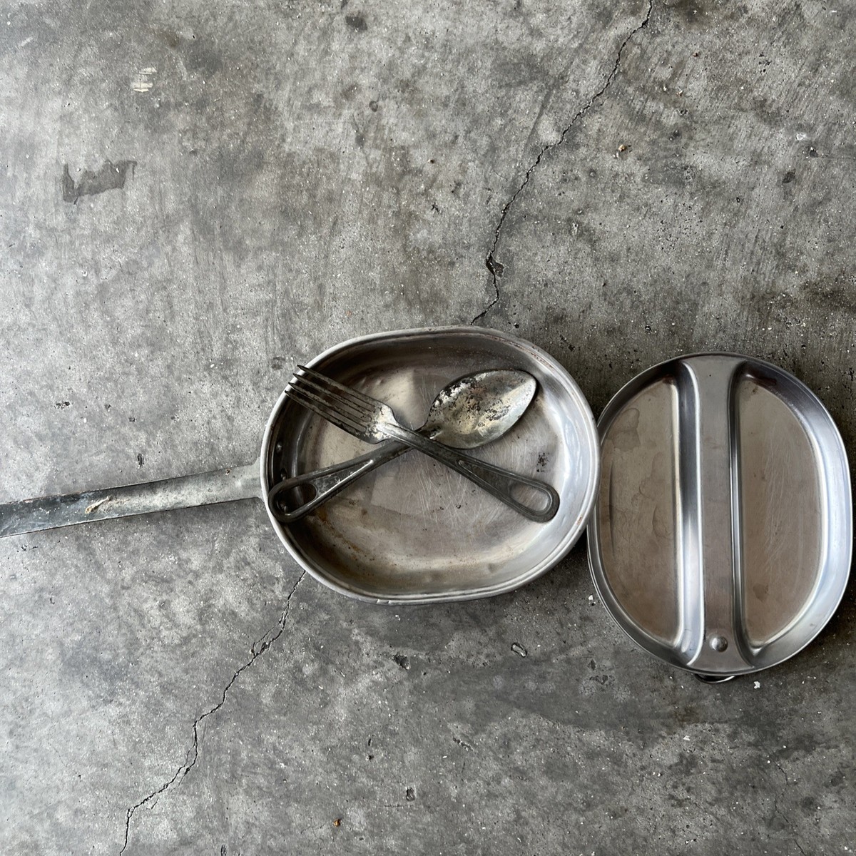 (J-7)US MESS KIT PAN カトラリー付き　米軍実物　美品 MILITARY 実物 米軍 MESS KIT PAN USED メスキットパン