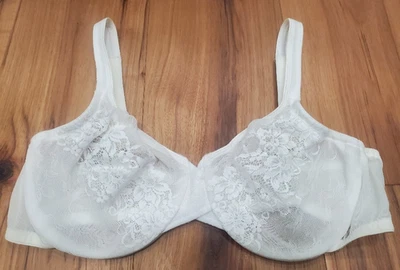 Sujetador Lilyette Talla 40C Blanco Sexy Encaje Con Aros Transparente 3 Cierres Ajustables Foto 1 de 4