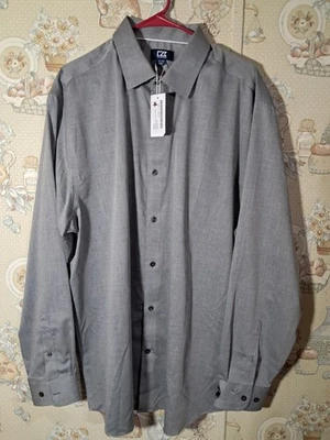 Cutter & Buck Longsleeve Shirt Men XL Cotton Blend Mini Herringbon MCW01879 Grey - Image 1 of 4