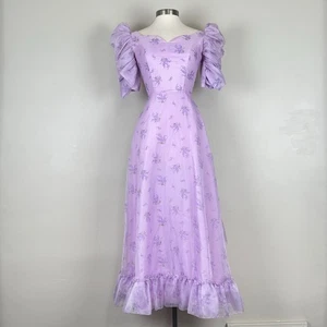 Vintage ILGWU Kleid 8 Romantisch Regency Prairie Cottagecore Puffärmel Blumen - Bild 1 von 11