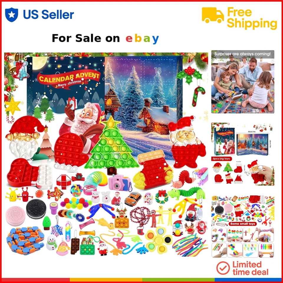 Fidget Advent Calendar Christmas Countdown 24 Days Sensory Toys Gift Box - Image 1 of 4