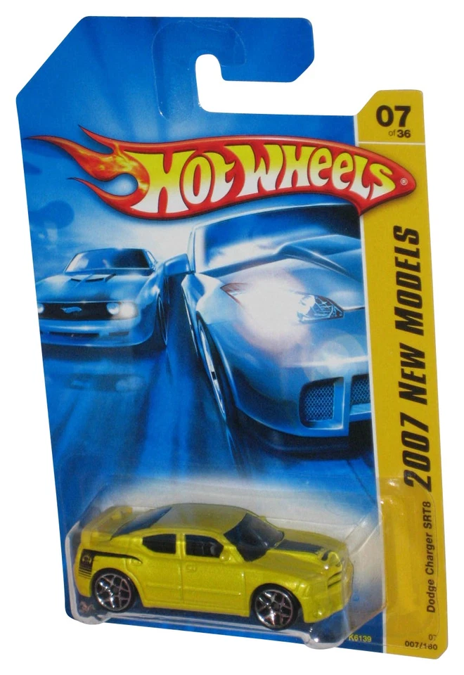 Hot Wheels 2007 New Models 7/36 Yellow Dodge Charger SRT8 Toy Car 007/180 - Image 1 of 1