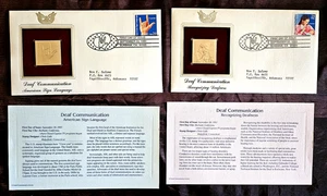 22kt Golden Replica 1st Day Issue U.S. Stamp~ Deaf Communication~93 w/Info Card - Picture 1 of 16