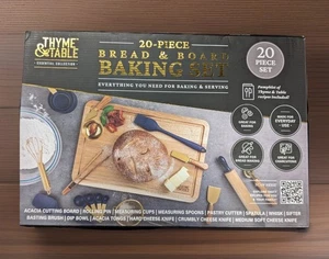 Thyme & Table Wood Board and Silicone Blue And Gold Baking 20-Piece Set - Picture 1 of 18