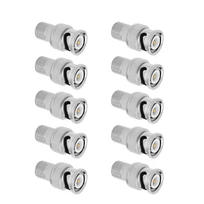 10PCS/Set BNC Male to F Female Coaxial Adapter Connector For CCTV Camera - Image 1 of 4