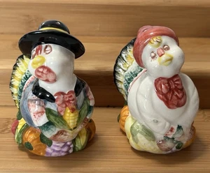 Salero y pimentero vintage de acción de gracias Mr And Mrs pavo hecho en China - Imagen 1 de 8