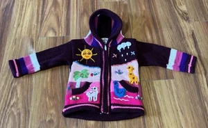 JB Crafts Maglione Peruviano con Cappuccio Bambini Ragazze Taglia 0 Full Zip Maglia Alpaca - Foto 1 di 4