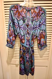 ROBERT GRAHAM 3/4 Sleeve Silk Dress Paisley Print 10 - Picture 1 of 8