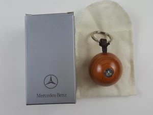 ORIGINAL MERCEDES-BENZ BROWN WOODEN CAR KEYCHAIN BALL KEY CLASSIC COLLECTION USA - Picture 1 of 7