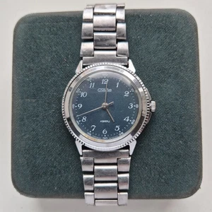 Vintage SLAVA 7 Jewels 2356 USSR soviet Quartz Wristwatch blue dial - Picture 1 of 7