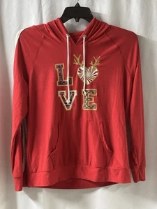 No Boundaries Felpa con Cappuccio Donna Leggera Carina Cuore Renna Rossa Taglia L (11-13) - Foto 1 di 4