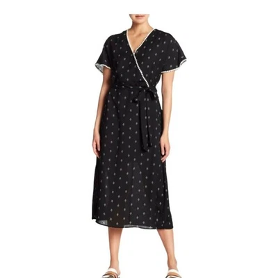 Anthropologie Pleione Womens Dress New Black Floral Midi Crochet Neckline Small - Image 1 of 4
