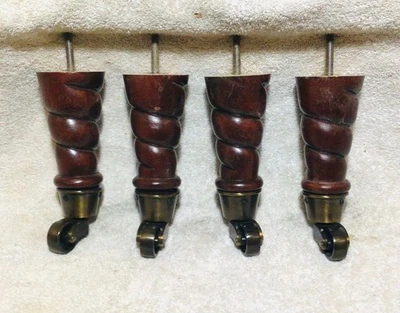 1331M Furniture Chair Ottoman Cabinet Sofa Mahogany Brass Casters 7" t 4 legs - Image 1 of 3