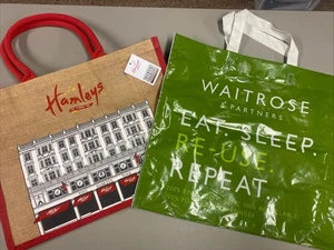 British Tote Bags Hamleys New Nwt Waitrose London Uk Jute - Picture 1 of 6