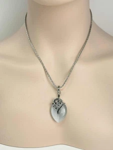 Vintage 1980-s 925 Silver Large Moonstone Pendant - Picture 1 of 6