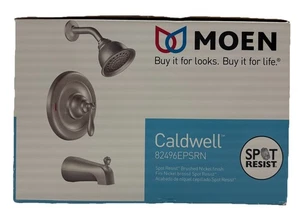 Moen Caldwell Bathtub & Shower Faucet and Head-Brushed Nickel-82496EPSRN-NEW - Picture 1 of 5