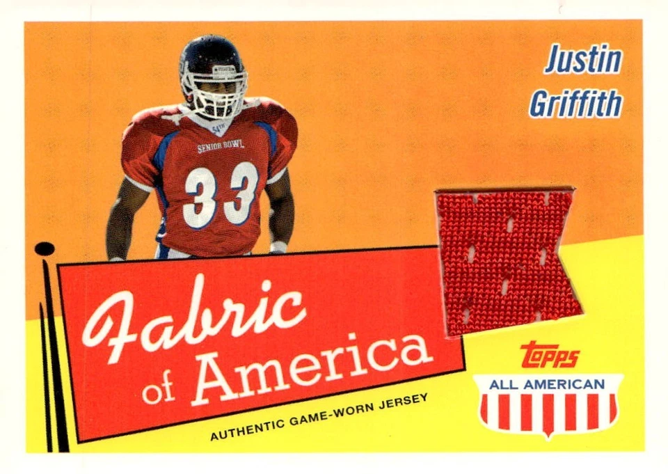 JUSTIN GRIFFITH 2003 TOPPS ALL-AMERICAN SENIOR BOWL GAME-USED JERSEY  - Image 1 of 2