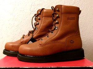 Wolverine Hazard 8-Inch Wedge Heel Men's Boots Durashock Pebbled Leather size 8M - Picture 1 of 8