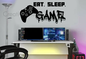  Pegatinas de pared para juegos Eat Sleep calcomanías para consola de jugadores murales arte para juegos XB1 - Imagen 1 de 6