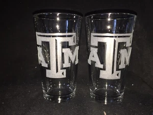 Texas A&M Hand Etched (with a Dremel) Pint Glasses! - Picture 1 of 4