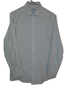 Charles Tyrwhitt schmale Passform geknöpftes Kleid Shirt 15,5x33 grau/weiß kariert - Bild 1 von 7