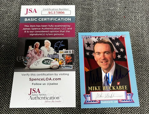 Mike Huckabee hand signed autographed 2008 Hype! Rookie Card JSA COA AA 21023 Cover