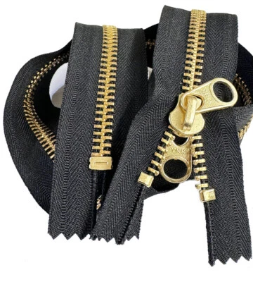 YKK #10 Brass Reversible Short Tab Double Pull Closed End Non-Lock Zipper 6"-36" - Image 1 of 3