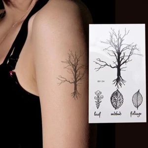 Flash de una sola vez temporal tatuaje árbol hoja fiesta regalo playa nuevo Wow - Imagen 1 de 4