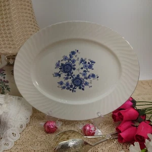 Vintage Wedgwood & Co Royal Blue Ironstone Oval Platter 12" Ironstone Floral - Picture 1 of 10