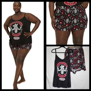 6X 30W Torrid Black Stranger Things Pyjama Set Tank Shorts Demogorgon Hunter Red - Bild 1 von 10
