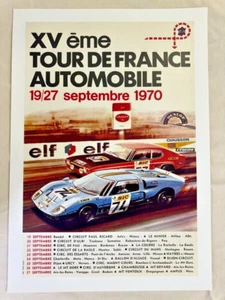 AFFICHE ORIGINALE XVe TOUR DE FRANCE AUTO 1970 FORD GT 40 CAPRI + les 9 étapes - Imagen 1 de 4