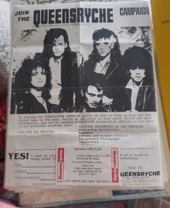 80's Queensryche Campaign Original Promo Flier, Order form, Recruiter Biz Card  - Picture 1 of 3
